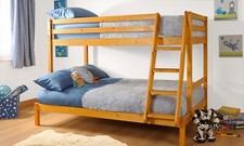 TRIPLE BUNK BED ANTIQUE PINE PREMIUM WOODEN FRAME 3FT SINGLE 4FT SMALL DOUBLE