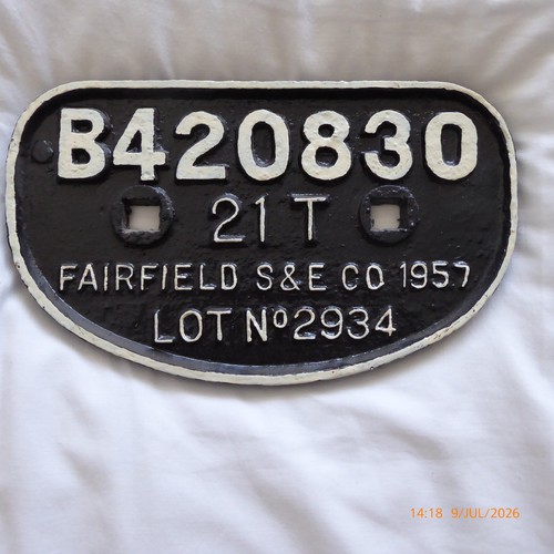 Railwayana wagon plate - plate,