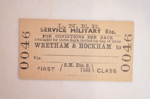 Railway ticket lner - railway, wretham