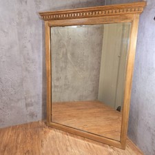 Large Vintage Oak Framed Wall or Over Mantle Leaning Mirror - 78cm x 55cm