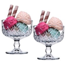 2-6 Pcs Footed Ice Cream Sundae Dessert Glasses Cup Dish Bowl Fruit Cocktail Set
