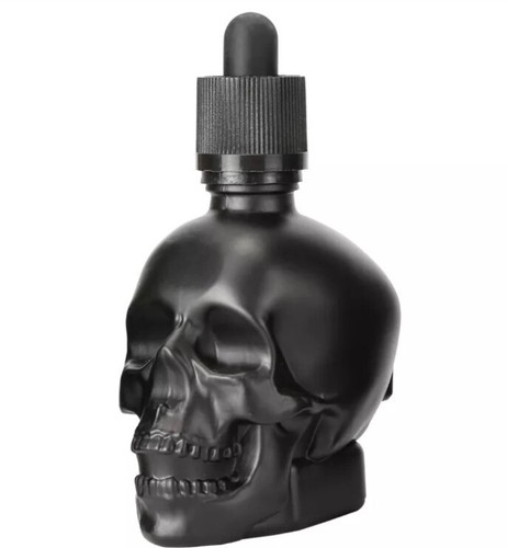 Black frosted glass skull - black,