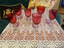 CRANBERRY 6 WINE GLASSES NO CHIPS OR CRACKS