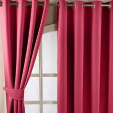 Hot Pink Eyelet Blackout Curtains 167x228cm Pair Chevron Thermal Retro Design