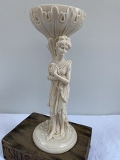 Vintage Italian Faro Lucchesi Alabaster Greek Lady Figurine Signed Candleholder