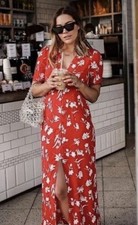 Zara Red & White Floral Midi