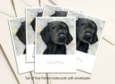 Black Retriever Notecards, Pack of 5 Folded Fine Art Notecards with Envelopes