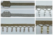 Designer Shaped Beaded Trim, Braid & Insertion Cord For Curtain Blind Trimming