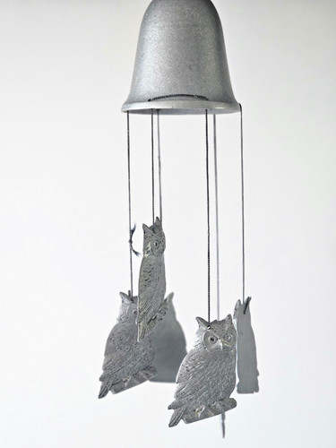 Grey metal owl wind - metal, chime