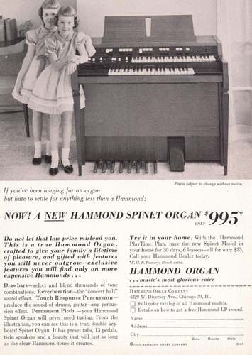 1961 hammond spinet - hammond, organ