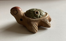 Vintage Collectible Clay Turtle OCARINA FLUTE  with Two Holes (5cm long)