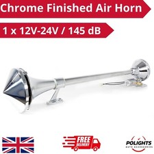Chrome Finished Air Horn Trumpet  12V/24V Truck Tractor Lorry Pickup Bus 145 dB