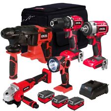 Excel 18V 5 Piece Cordless Power Tool Kit 3 x 4Ah Battery Charger Bag EXLKIT-501