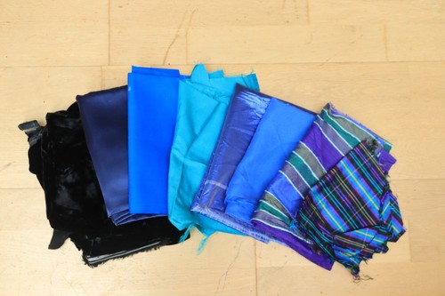 Bundle blue fabrics remnants - bundle,