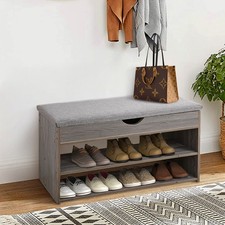 Shoe Bench Shoe Storage Rack Cabinet Organiser with Cushion Padded Seat Unit UK