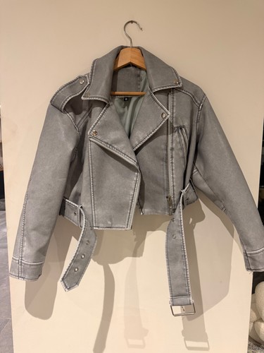 Grey faux leather cropped - grey,