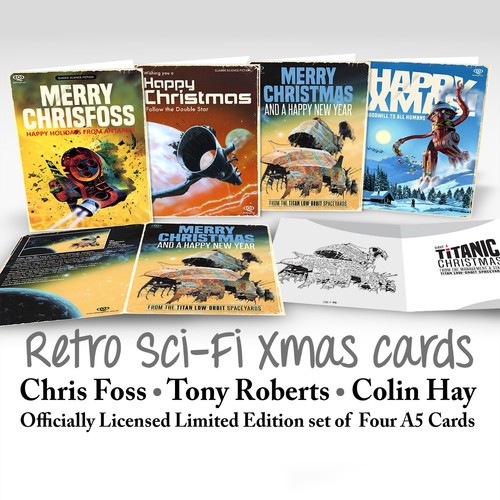 Retro sci christmas card - sci-fi,