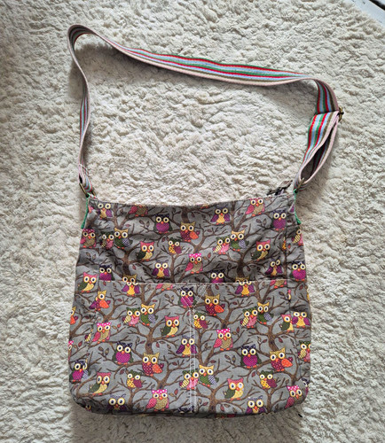 Owl print canvas crossbody - owl,