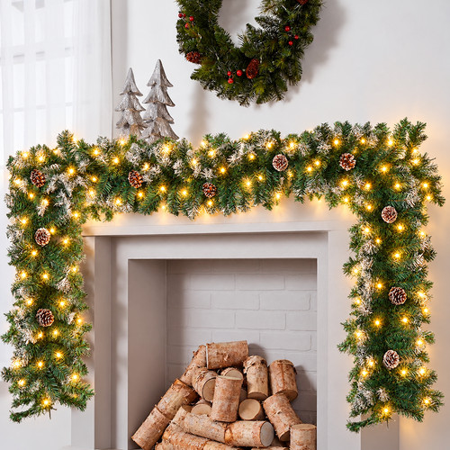 9ft christmas garland snow - garland,