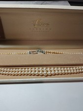 Vintage Lotus Double String Pearls In Original Box Made In England 1970s