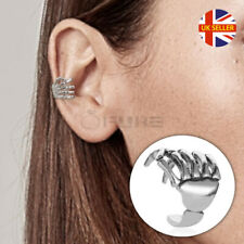 1x Stainless Steel Mens Womens Skeleton Hand Finger Ear Cuff Clip Wrap Earrings