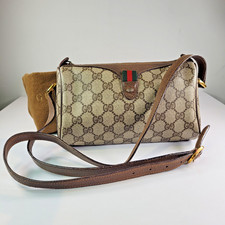 Gucci Vintage 80s Ophidia Brown GG Monogram Crossbody Bag Italy Dust Bag