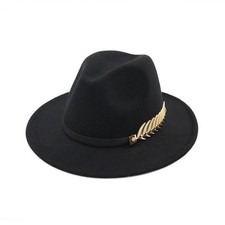 UK Women Ladies Vintage Large Felt Trilby Fedora Jazz Wide Brim Hat Cap Gangster