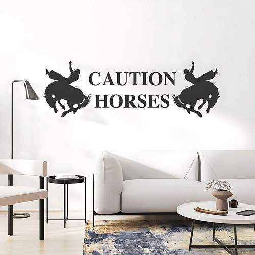 Wall sticker caution - caution, horses