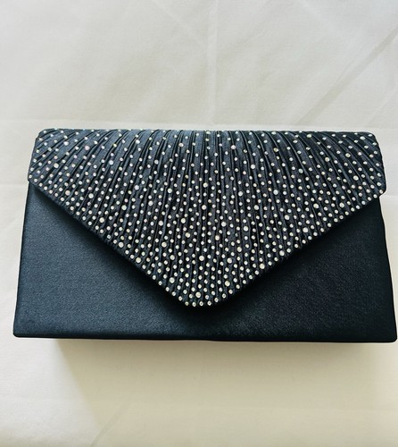 Navy blue satin evening - navy,