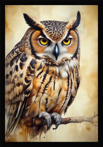 Dramatic owl framed wall - wall, art