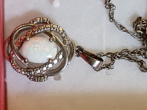 Vintage necklace natural opal - necklace,
