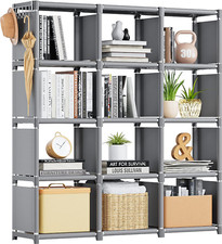 Book Shelf, 12 Cube Storage Organizer, DIY Bookcase, Metal Bookshelf,Tall Book