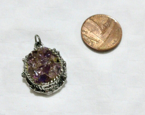 Vintage oval pendant amethyst - pendant,,