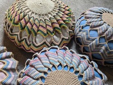 Crochet Knit Vintage Cushion Cover Scatter Bean Bag Style Home Hand Made 