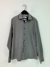 Spitalfields Grey Microcheck Formal Shirt Classic Collar Long Sleeve UK L