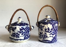 PAIR of Old Ceramic Blue on
