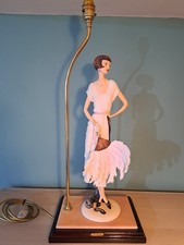 Florence Lady with Fan Art Deco Lamp Light Naples 1987 Please Read