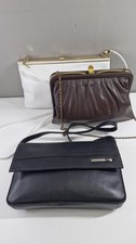 Vintage Jane Shilton Leather Handbag Brown Black clip top 1980's/90s Job Lot x3