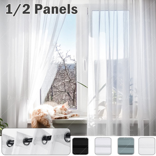 Voile curtains pair - voile, (2