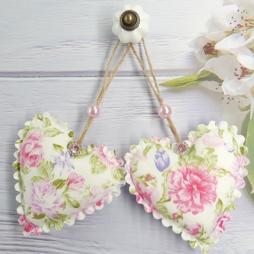 Pink rose fabric hanging - fabric,