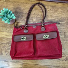 Bric's Red Leather Holdall Bag