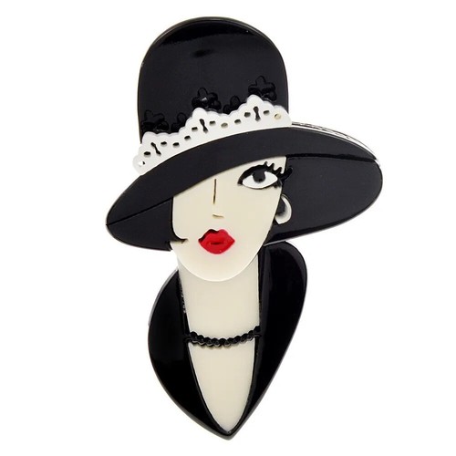 Women character acrylic brooch - women,