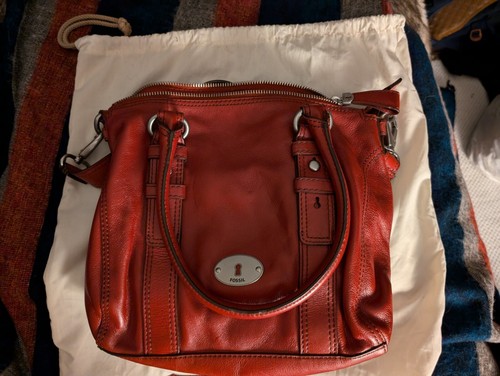 Red leather fossil - red,