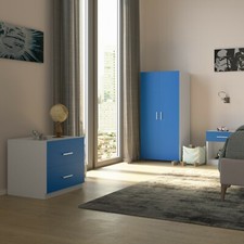 Orlando 3 Piece Wooden Compact Bedroom Set Wardrobe Chest Bedside Cabinet Table