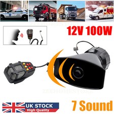 100W 12V 7 Tone Sound Car Police Siren Horn Megaphone With Mic PA Speaker System