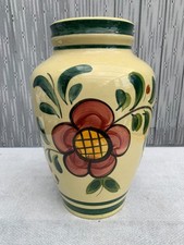 12"  Large Vintage  Hand Painted  Yellow BAY Keramik Vase, West German Pottery