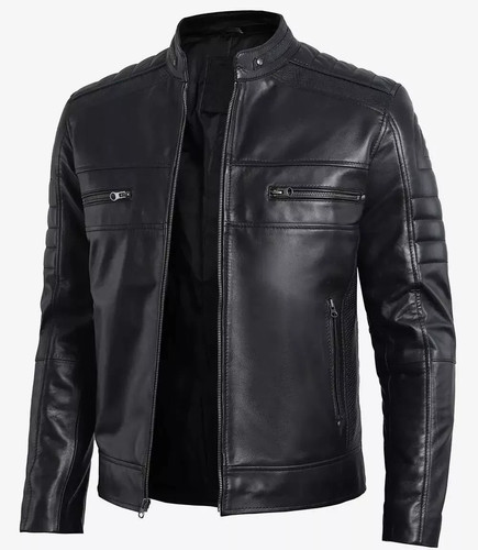 Mens leather jacket - mens, black