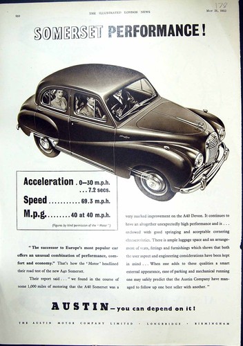 Antique old print 1952 austin - print,