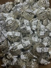 140 Silver Wedding Favours – Ribbon & Pearl – Bulk Party Decorations Clearance