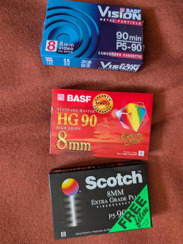 Three unopened 8mm camcorder